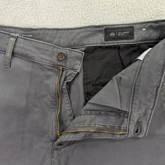 AG Adriano Goldschmied Mens 33x32 Kullen Slim Trouser Gray Chino Pants Italian - Picture 5 of 13